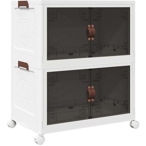 VidaXL Složiva kutija za pohranu s kotačima 2nivoa 75 L 64x40x76 cm Slike