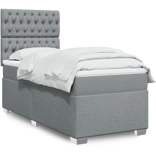 vidaXL Box spring postelja z vzmetnico svetlo siv 100x200 cm blago Cene