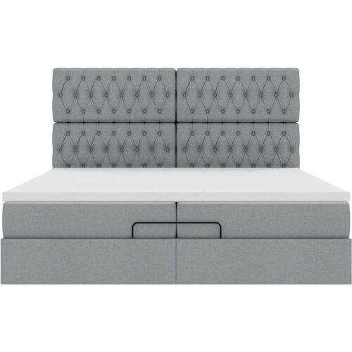 VidaXL Otomanski okvir kreveta s madracima tamnosivi 200x200cm tkanine Slike