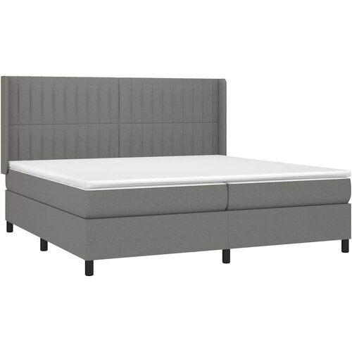  Krevet s oprugama i madracem tamnosivi 200 x 200 cm od tkanine Slike