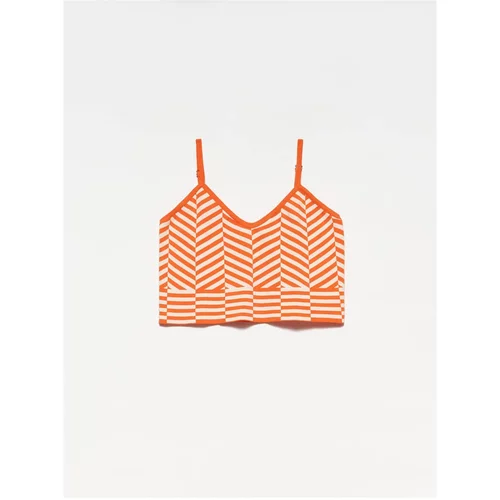 Dilvin 10184 Strap Knitwear Athlete Crop-orange