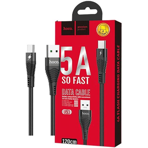 Hoco USB kabl za smartphone, USB type C, 1.2 met., 5 A,U53 5A Flash, Crni Cijene