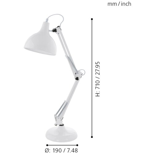 Eglo borgillio stona lampa/1, e27, bela XNM6KEQ Slike