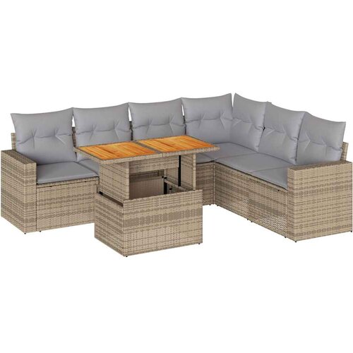 Maison Chic Seti vrtnega pohištva - Vrtna garnitura - Vrtni pohištvo set 7-delna z blazinami bež poli ratan, (21805954) Cene