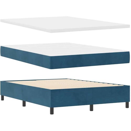 LED Box Spring Krevet Tamno plava 140 x 200 cm tkanina Slike
