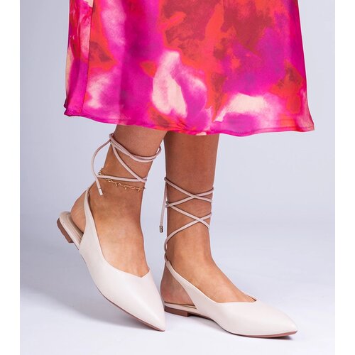 Gemre Beige flat eco-leather pumps Terry Slike