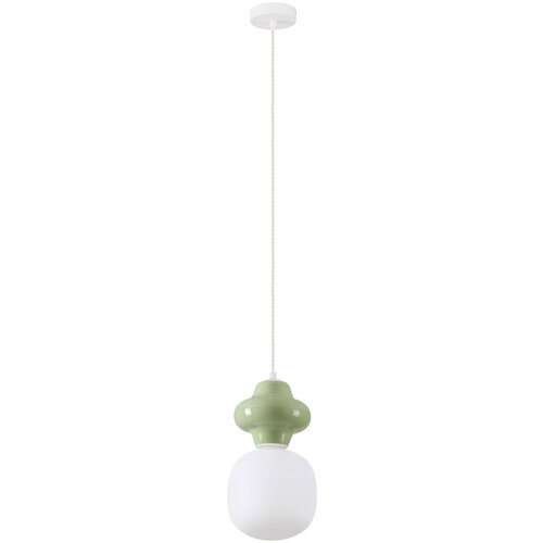 Nova Luce Bela/svetlo zelena keramična viseča svetilka s steklenim senčilom &oslash; 18 cm Clio &ndash; Cene