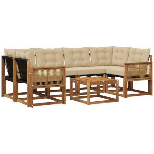 vidaXL Zunanja garnitura za sedenje z blazino 7 pcs Naravna in bež, (5000273132) Cene