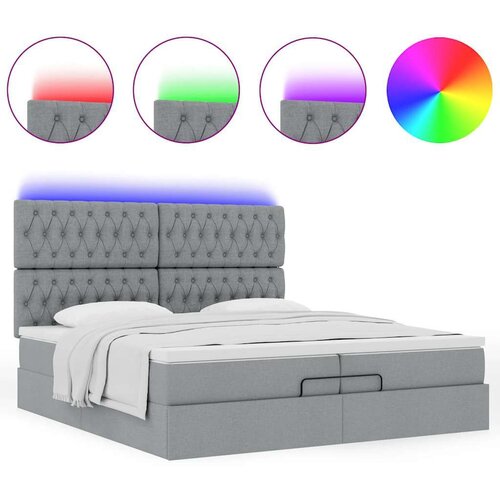 VidaXL okvir kreveta s madracima svijetlosivi 200x200cm od tkanine Slike