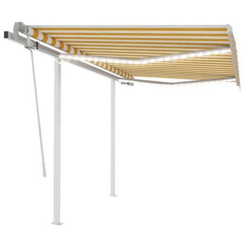 VidaXL Tenda na ručno uvlačenje s LED svjetlima 3 5x2 5 m žuto-bijela Slike