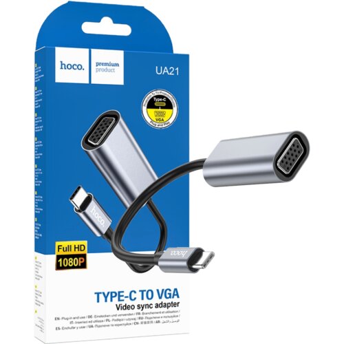 hoco. Adapter USB type C na VGA - UA21, Sivi Cijene