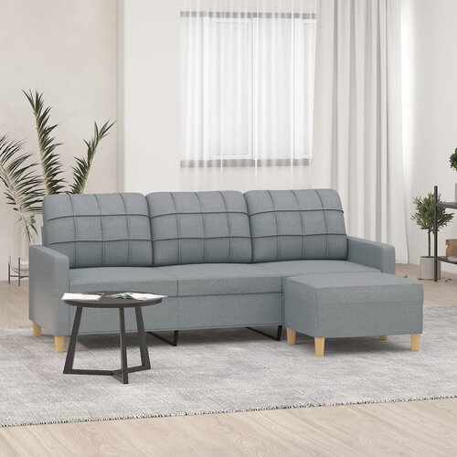 vidaXL Trosjed s tabureom svjetlosivi 180 cm od tkanine Cijene