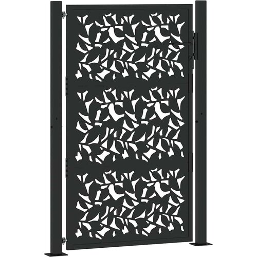 VidaXL Vrtna vrata crna 105x155 cm dizajn čeličnih listova Slike