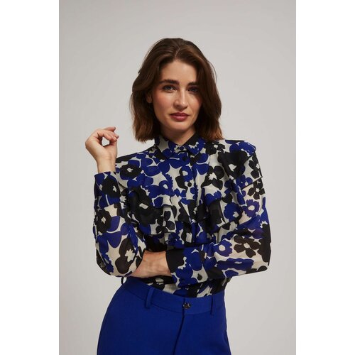 Marisse Blue Floral Ruffle Shirt Slike