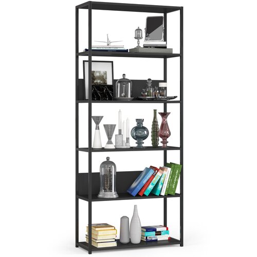 AKORD Metalna loft polica 80 cm - črna-črna - 6 polic, (21714152) Cene