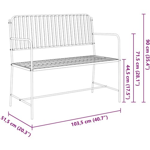  Vrtna klupa Crna 103,5 x 51,5 x 90 cm Čelik Slike