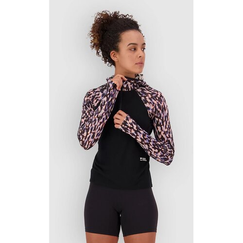 Mons Royale Bella Merino Hood Funkcijska majica rock leopard / black Slike