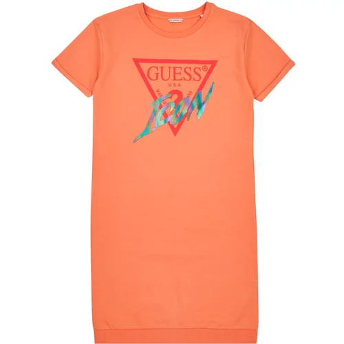 Guess ROLLED UP SLEEVES TERRY DRESS Narančasta