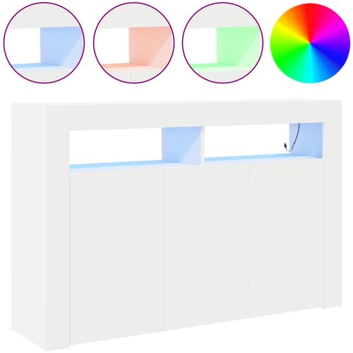  Kreveta S LED lampica Bijelo 116 x 30 x 75 cm Konstruirano drvo Slike