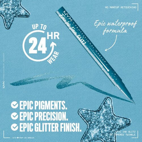 NYX Professional Makeup Epic Ink Glitz kovinski svinčnik za oči odtenek Tapered Twinkle 1 ml Slike