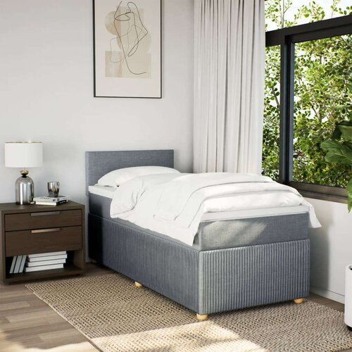 vidaXL Box spring postelja z vzmetnico svetlo siv 100x200 cm blago Cene