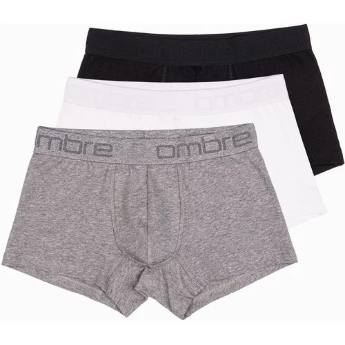 Ombre Men's cotton boxer shorts with logo - 3-pack mix