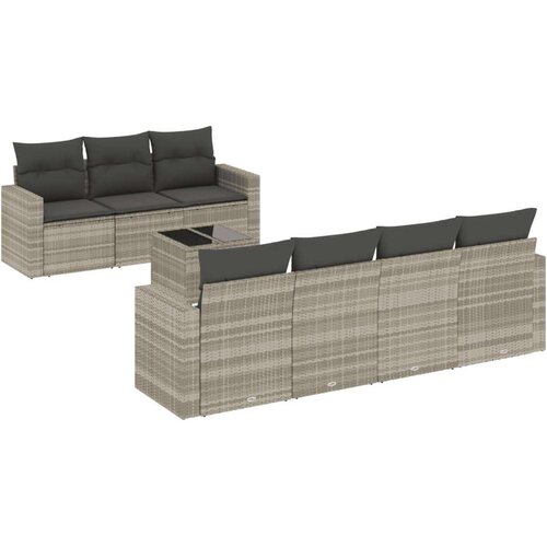 VidaXL 8-dijelni set vrtnih sofa od poliratana s jastucima svjetlosivi Slike