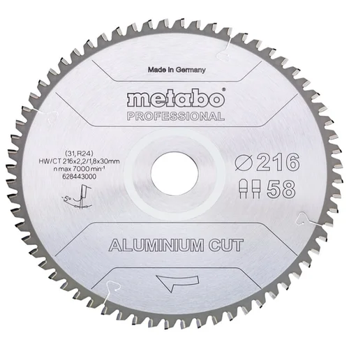 Metabo ALUMINIUM CUT PROFESSIONAL 628443000 list kružne pile 216 x 30 x 1.8 mm Broj zubaca (po inču): 58 1 St.