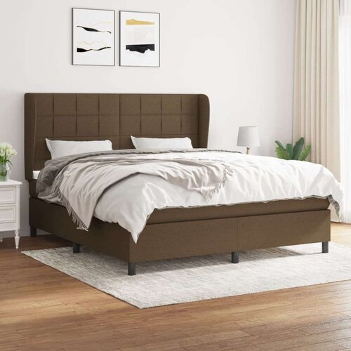  Box spring postelja z vzmetnico temno rjava 180x200 cm blago, (20898407) Slike
