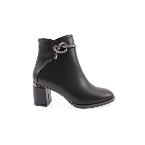 DGN 407 Women's Siler Stone Heeled Boots with Threads and Zippers at the Side.