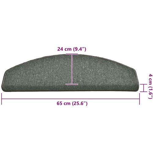  Prostirke za stepenice 15 kom 65x24x4 cm tamnozelene poluokrugle velike Slike
