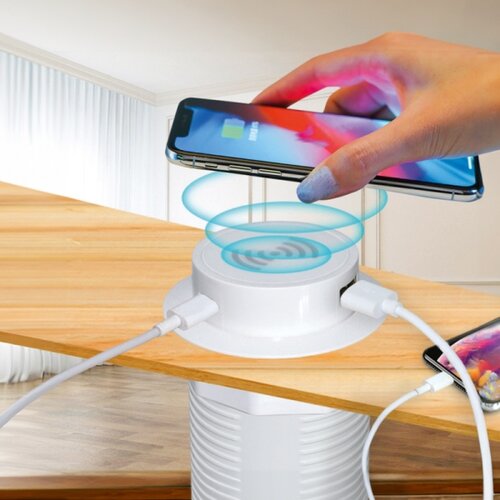 Solight DC64W-PD20 - Ugradni bežični punjač + USB A+C beo Slike