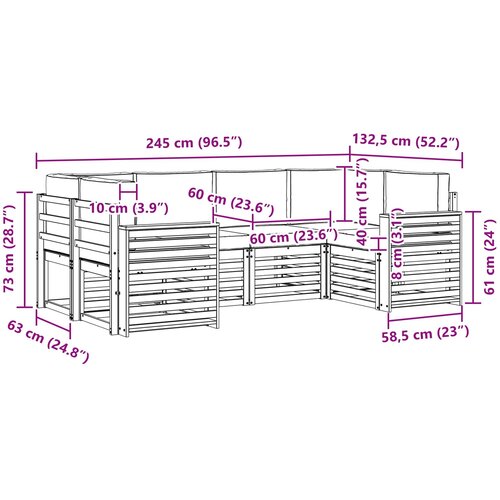  Set vanjskih sofa 6 kom. Bijela i svjetlosiva Poliester Smeđa 245 x 132,5 x 73 cm Slike