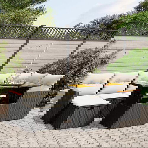 VidaXL 7-dijelni set vrtnih sofa od poliratana s jastucima crni Slike