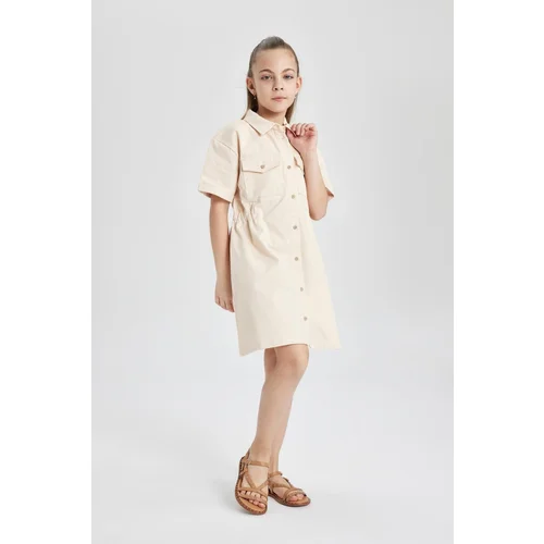 Defacto Girl's Gabardine Short Sleeve Dress