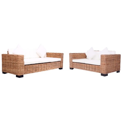 VidaXL 2-dijelni set vrtnih sofa od prirodnog ratana s jastucima Slike