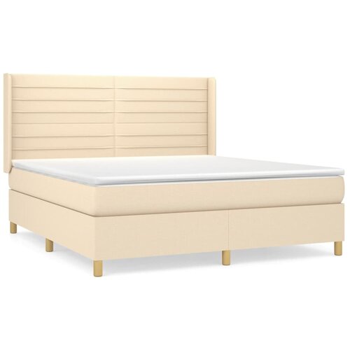 vidaXL Box spring postelja z vzmetnico krem 180x200 cm blago, (20892720) Cene