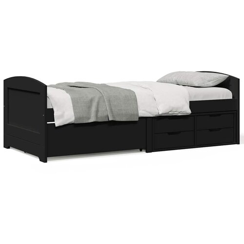 VidaXL Dnevni krevet s 5 ladica bez madraca &amp;quot;IRUN&amp;quot; crni 90x200 cm Slike