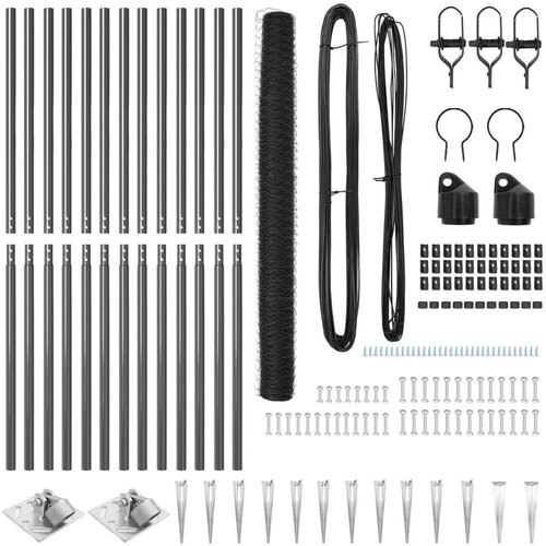 VidaXL Set Ogra Set od 2 Siva Čelik 25 x 1.5 m Sklopivo Vanjska Ogra Slike