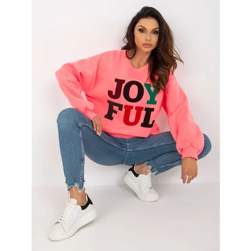 Fashion Hunters Fluorine pink women's patched hoodie
