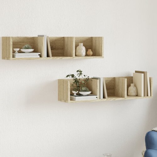  The Living Store Stenska omarica 2 kosa sonoma hrast 75x18x16,5 cm inž. les - Stenska Omarica, (21554565) Cene