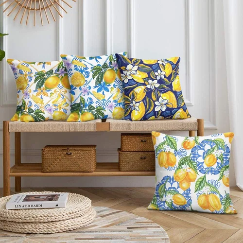 Mila Home Prevleke za blazino v kompletu 4 ks 43x43 cm Lemons –