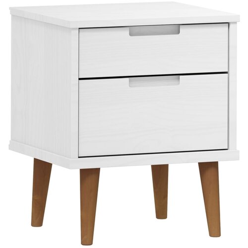Maison Chic Nočna omarica - Nočna miza MOLDE bela 40x35x48 cm trdna borovina, (21689499) Cene