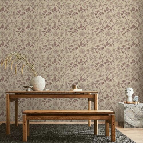  Tapeta - Beige mushrooms and herbs 50x1000 Slike
