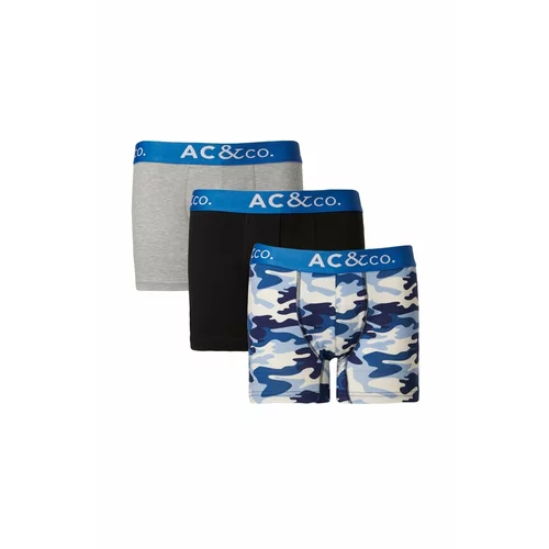 AC&Co / Altınyıldız Classics Men's Navy-Grey 3-Pack Stretchy Patterned Cotton Boxer.
