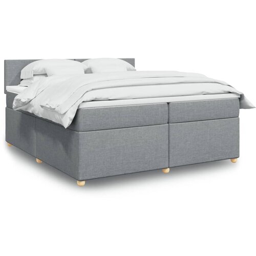 vidaXL Box spring postelja z vzmetnico svetlo siva 200x200 cm blago Cene