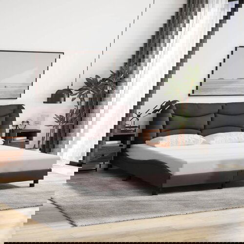  The Living Store Posteljni okvir brez vzmetnice temno rjav 160x200 cm blago - Posteljni Okvir, (21498005) Cene