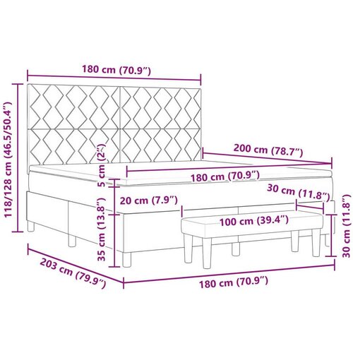 Box Spring Krevet s Madracem i Klupicom Svjetlosiva 180x200 cm Bar&amp;scaron;un Slike