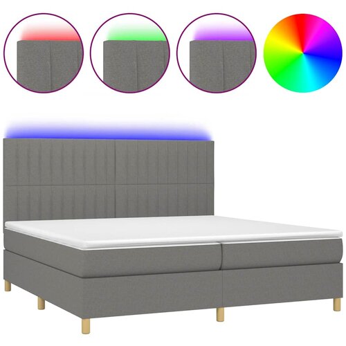  box spring s madracem LED tamnosivi 200x200 cm tkanina Slike