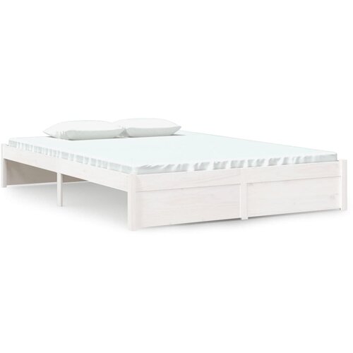 VidaXL Posteljni okvir bel iz trdnega lesa 135x190 cm 4FT6, (20646463) Slike
